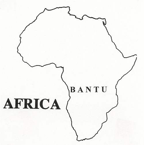 Map of
              Africa with the word "Bantu"