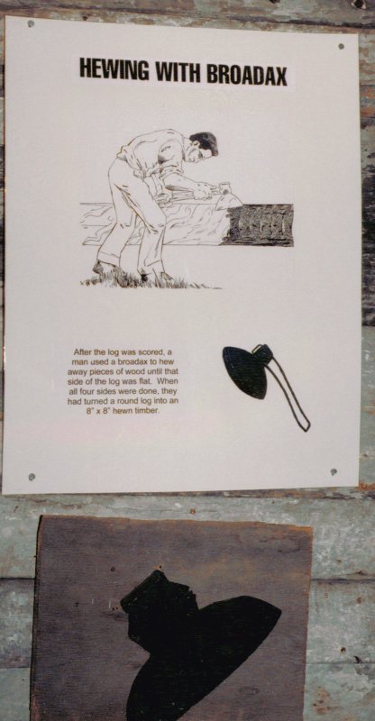 Poster showing hewing with a broad
              ax